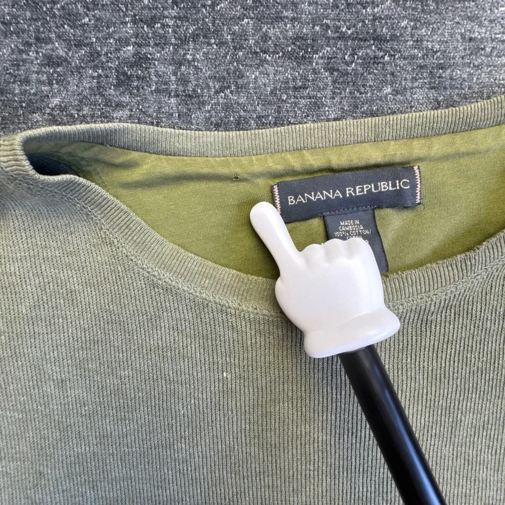Banana Republic Sweater Men XL Olive Green Ribbed Knit Cotton Pullover Crew Neck
